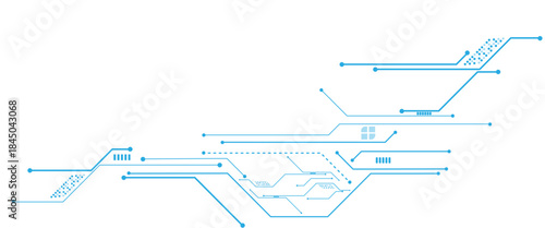 Abstract digital technology futuristic internet network speed connection white and blue background. Technology background with crossed lines and dots.