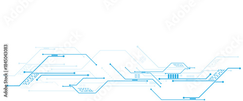 Abstract digital technology futuristic internet network speed connection white and blue background. Technology background with crossed lines and dots.