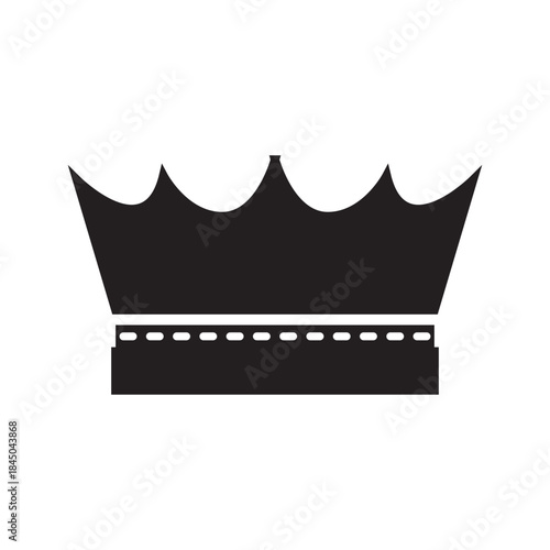 Bold, black silhouette of a highly stylized royal crown with geometric points and curves, which gives it a distinctly modern look. Related to authoritative, majestic royalty symbolism, luxury, success
