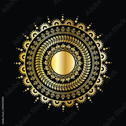 Golden Ornamental Mandala with Floral Details