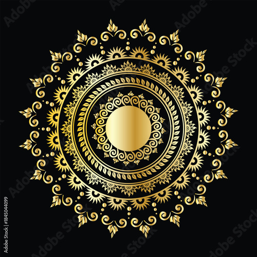 Golden Ornamental Mandala with Floral Details