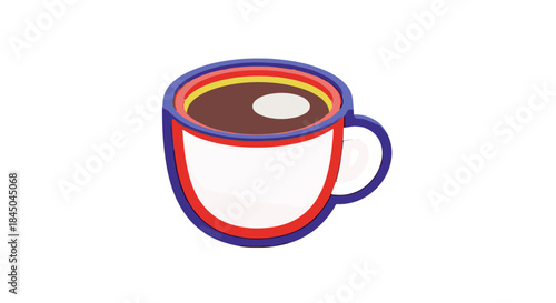 Illustration of a coffee cup with a white interior and a dark brown liquid.