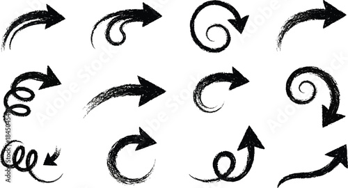 Hand Drawn Arrow Clipart: Black Sketch Arrows, Curved & Bold Arrow Designs