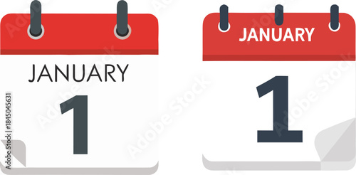 Simple Red January Calendar Month and Date Vector Icon