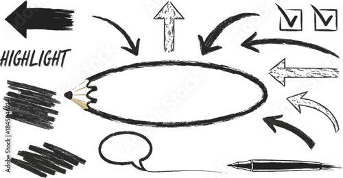 Arrow icon set, upward arrow, curved arrow, jagged arrow, vector silhouette, black graphic, direction symbol, growth trend, data design