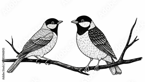 two birds on a branch