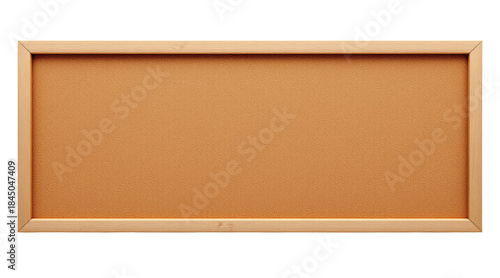 Rectangular corkboard with a light wood frame isolated on a white background