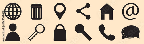  icon set. Website set icon vector. for computer and mobile contact symbols 
