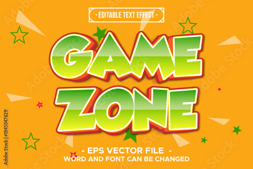Game Zone Editable Text Effect with Colorful Fun Gaming Style Vector