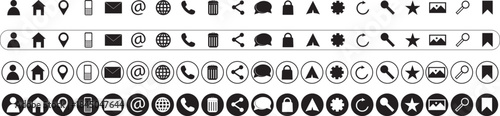 Web icon set. Website set icon vector. for computer and mobile contact symbols phone, mail, fax, info, e mail,  white background