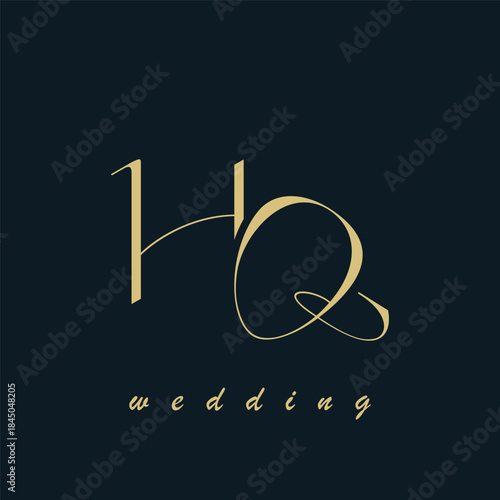 HQ initial wedding letters logo monogram design. elegant wedding logo design.