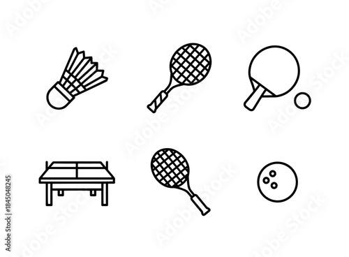 Badminton Shuttlecock Racket Table Tennis Ping Pong Table Squash Minimal Bold
