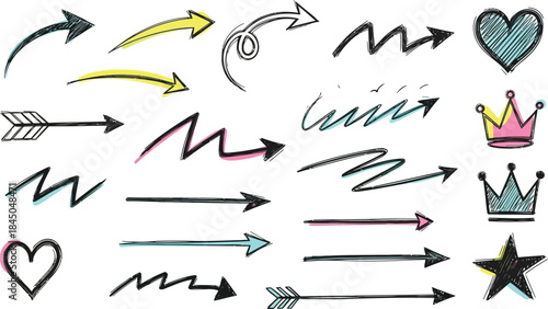 Hand Drawn Arrow Clipart: Black Sketch Arrows, Curved & Bold Arrow Designs