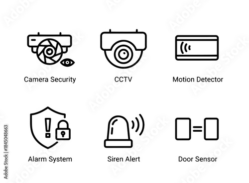 Camera Security CCTV Motion Detector Alarm System Siren Alert Door Sensor Minimal