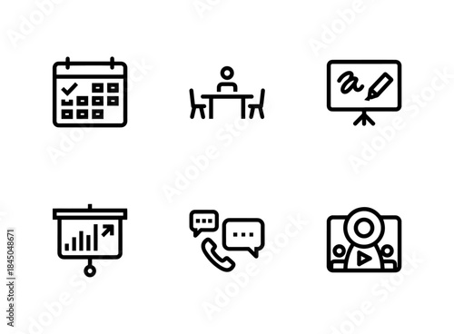Calendar Meeting Room Whiteboard Presentation Conference Call Video Meeting Minimal