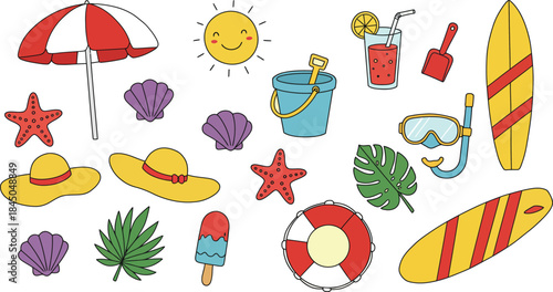 Summer beach icons collection
