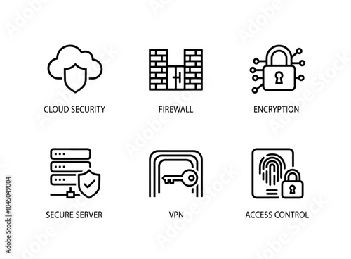 Cloud Security Firewall Encryption Secure Server VPN Access Control Minimal Bold