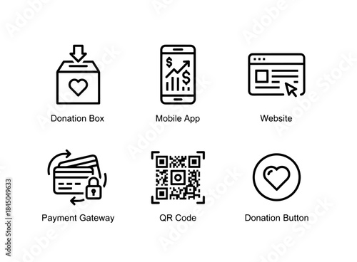 Donation Box Mobile App Website Payment Gateway QR Code Donation Button Minimal