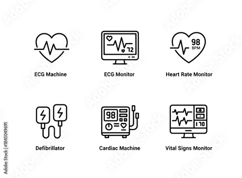 ECG Machine ECG Monitor Heart Rate Monitor Defibrillator Cardiac Machine Vital Signs