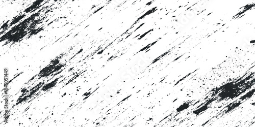 Dynamic vector design featuring bold black ink splatters and textured stains on a clean white background.