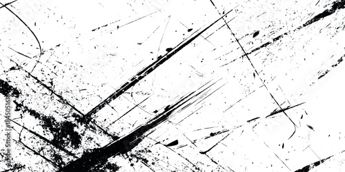 Dynamic vector design featuring bold black ink splatters and textured stains on a clean white background.