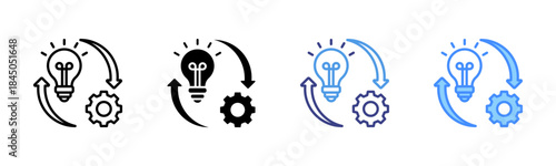 Implementation icon set multiple style collection