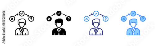 Decision Making icon set multiple style collection