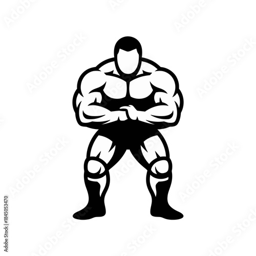 Muscular wrestler vector art for designs with a powerful, intense appearance. Ideal for sports, fitness, and wrestling-themed projects.