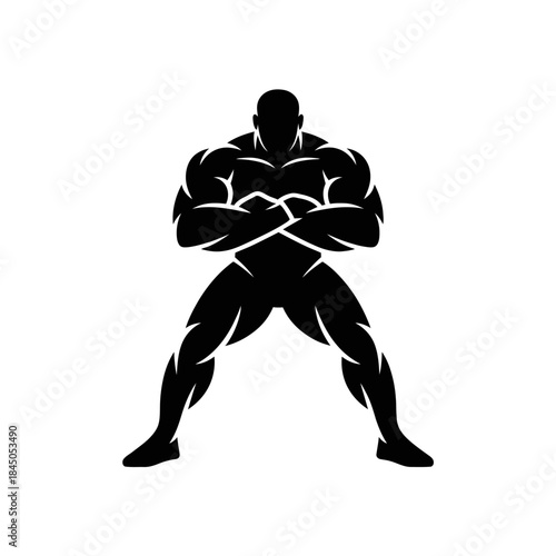 Wrestler vector black silhouette suitable for sports design projects, logos, t-shirts, posters, and social media graphics. Strong and powerful icon.