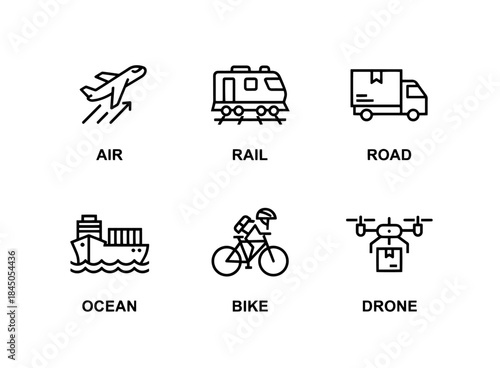 Transportation Services Minimal Bold Line Icon Set