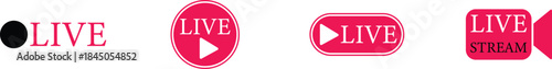 Live Streaming Icon set. Vector for streaming, live broadcast, blog, television, shows, live performances, news and various video content. Live broadcasting buttons and symbols. Vector illustration.