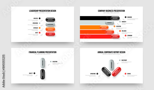 Modern Insight Four Five Two Three Option Diagram Slideshow Layout Vector Illustration Bundle. Professional Innovation 4 5 2 3 Step Infographic Slide Design Collection.
