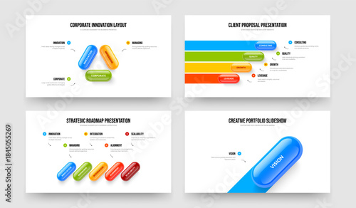 Sales Strategy Three Four Five One Element Infographic Frame Design Vector Illustration Collection. Product Plan 3 4 5 1 Option Diagram Presentation Template Bundle.