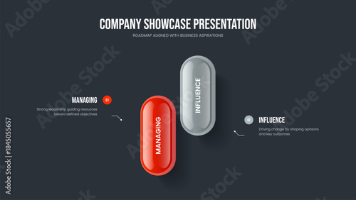 Consulting Report Frame Layout Vector Illustration. Marketing Forecast Two Option Infographic Slideshow Template. Modern Insight 2 Element Diagram Presentation Design.