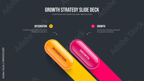 Corporate Introduction Frame Template Vector Illustration. Business Solution 2 Element Diagram Presentation Design. Professional Forecast Two Step Infographic Slide Layout.