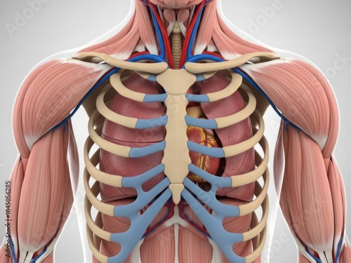 Detailed human thoracic anatomy