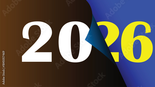 Unveiling a new era: the number 2026 shown with a colorful page turn effect