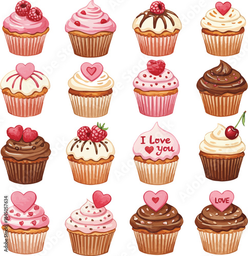 Assorted decorated cupcakes