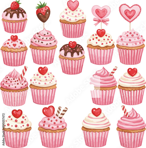 Delightful assortment of pink cupcakes