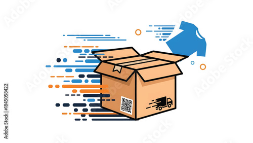 Fast Shipping with Package and Shirt Illustration