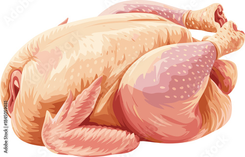 Raw whole chicken with pinkish skin and visible meat