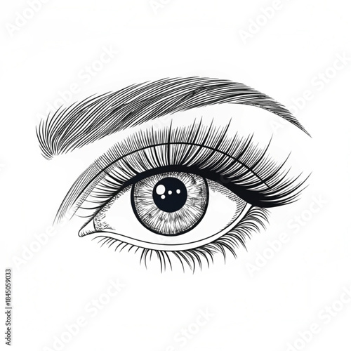 Eye anatomy one line art clean outline vector