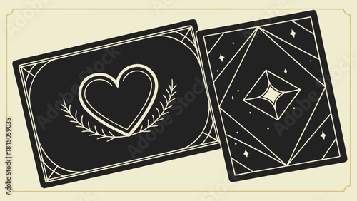 Mystic Love Tarot Cards – Heart and Star Divination Deck Illustration