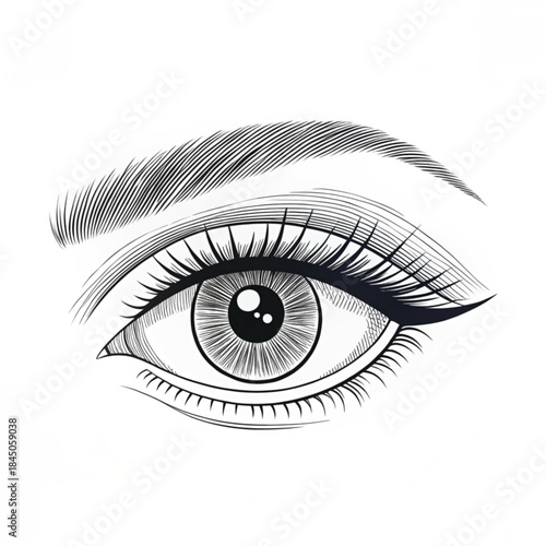 Simple human eye one line art illustration