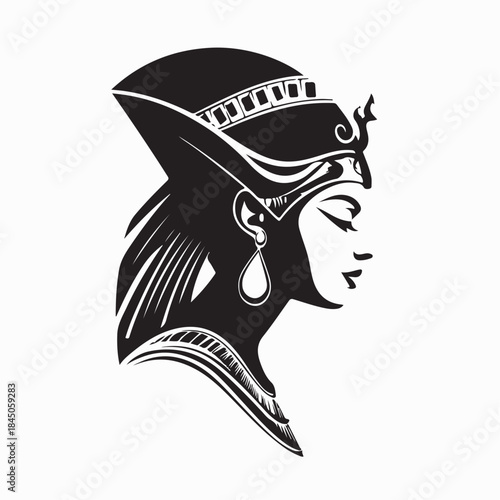 Egyptian Cleopatra Logo Concept Black and White Vector 