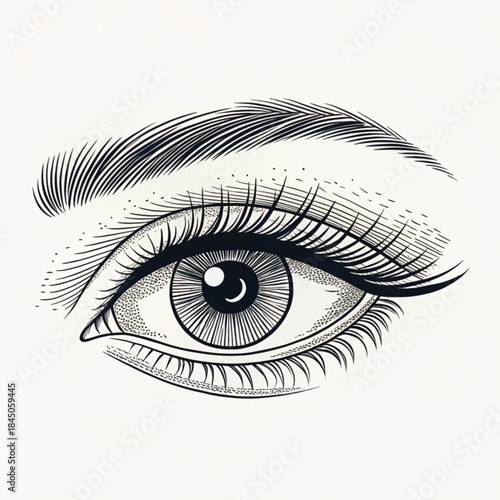 Abstract human eye continuous one line illustration