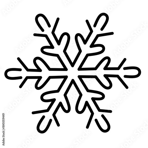 Rounded Snowflake in Minimal Line Style for Winter Decor