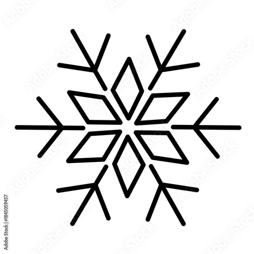 Diamond Snowflake in Minimal Line Style for Winter Designs
