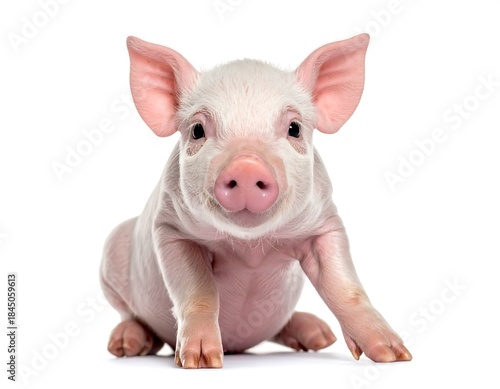 Domestic pig captured in studio high resolution photo in a white background