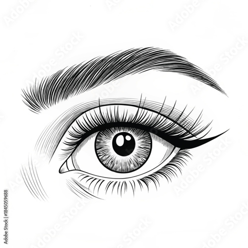 Artistic eye icon one line art modern outline